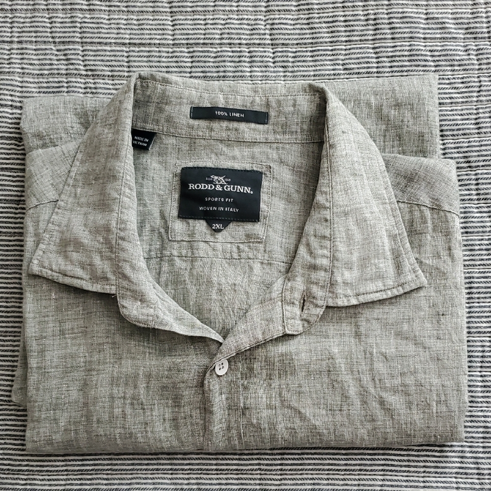 Rodd & Gunn Linen Button-Down Shirt — Light Taupe